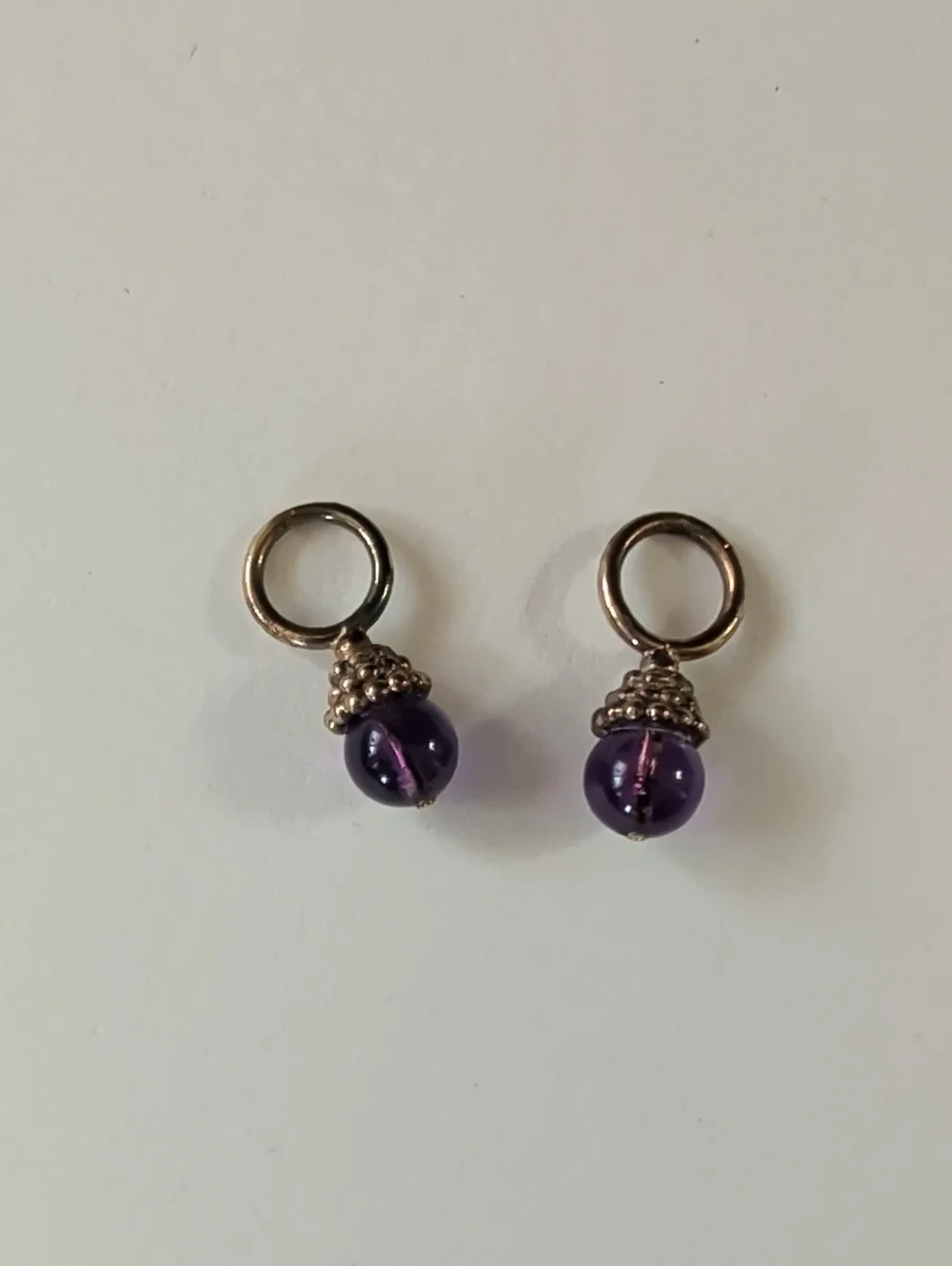 Gold Plated Amethyst Dangle Charms For Hoop Earrings
